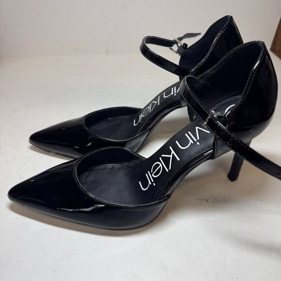 Calvin Klein Womens 6.5 M Black Leather Pointed Toe Pump High Heels NEW HD4 - Picture 4 of 5